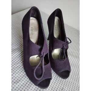 Fioni Purple Suede Peep Toe Lace - Up Pump Shoes Sz 6